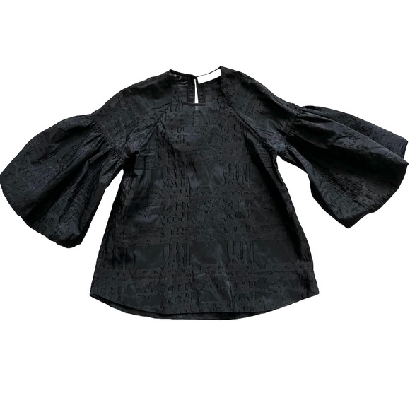 HUNTER BELL Tops - HUNTER BELL NEW YORK BLACK ORGANZA STYLE SEMI SHEER TOP SIZE XS MODERN CHIC